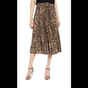 Halogen Pleated Midi Skirt - Leopard